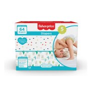 Wholesale - 64ct FISHER PRICE FULL ELASTIC WAIST BAND DIAPERS SIZE 5, UPC: 850016923448